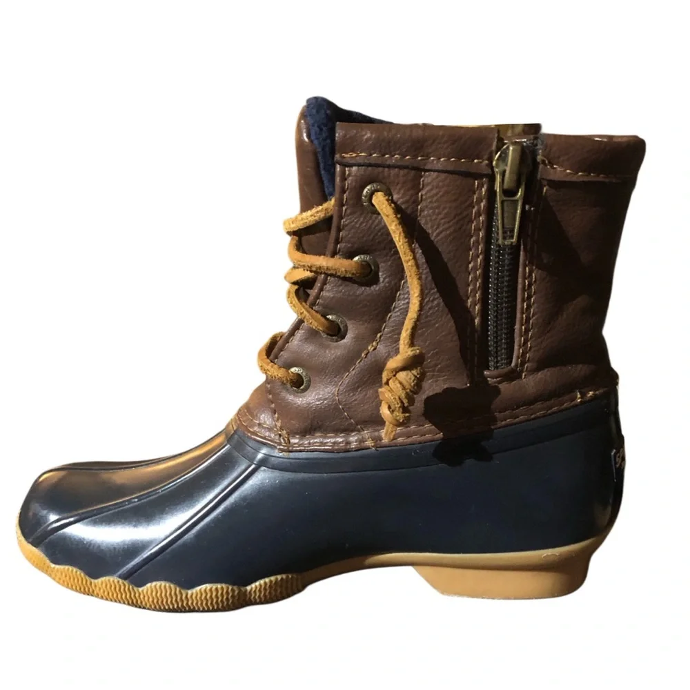 Sperry Kids Blue/ Brown Saltwater Duck Boots Sz 2